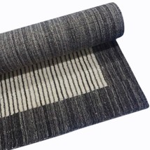 Handmade 100% Wool Vertical Vines Greyish Charcoal Rug Living Room Rug 4x6ft - £282.44 GBP