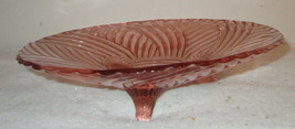 Anchor Hocking Prismatic Pink Depression Glass Footed Dish Swirl 1941 - £16.48 GBP