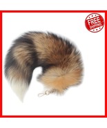 Designer Fox Fur Tail Keychain - Multiple Color Options &amp; Gold Clasp Acc... - $44.06 CAD