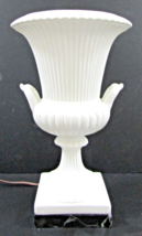 Vintage Lenox White Urn Torchier Lamp on Black Marble Base circa 1950s - $148.50