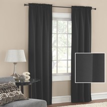 2PK Mainstays Room Darkening Curtain Panels Rod Pocket Black 30 X 84 - £8.16 GBP