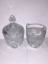 Vintage Anchor Hocking Wexford Crystal Glass Creamer Sugar Bowl Diamond ... - $10.95