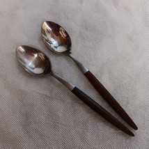 Pyramid Teaspoons 2 Stainless Steel Synthetic Wood Tone Handle 6.625&quot; - £15.15 GBP