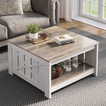 Yitahome Coffee Table With Storage, Square Wood Modern Rustic Coffe Table For - £92.14 GBP