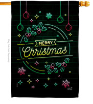 Christmas Neon Light House Flag 28 X 40 Double-Sided Banner - £29.64 GBP