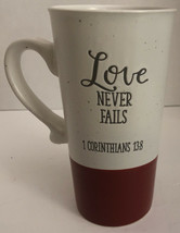 Oversized 6 1/2”Tall “Love Never Fails” Coffee Tea Mug Office Cup-Free G... - $29.58