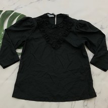 Lady Holiday Womens 80s Vintage Lace Trim Blouse Size M Black Dark Acade... - $27.71