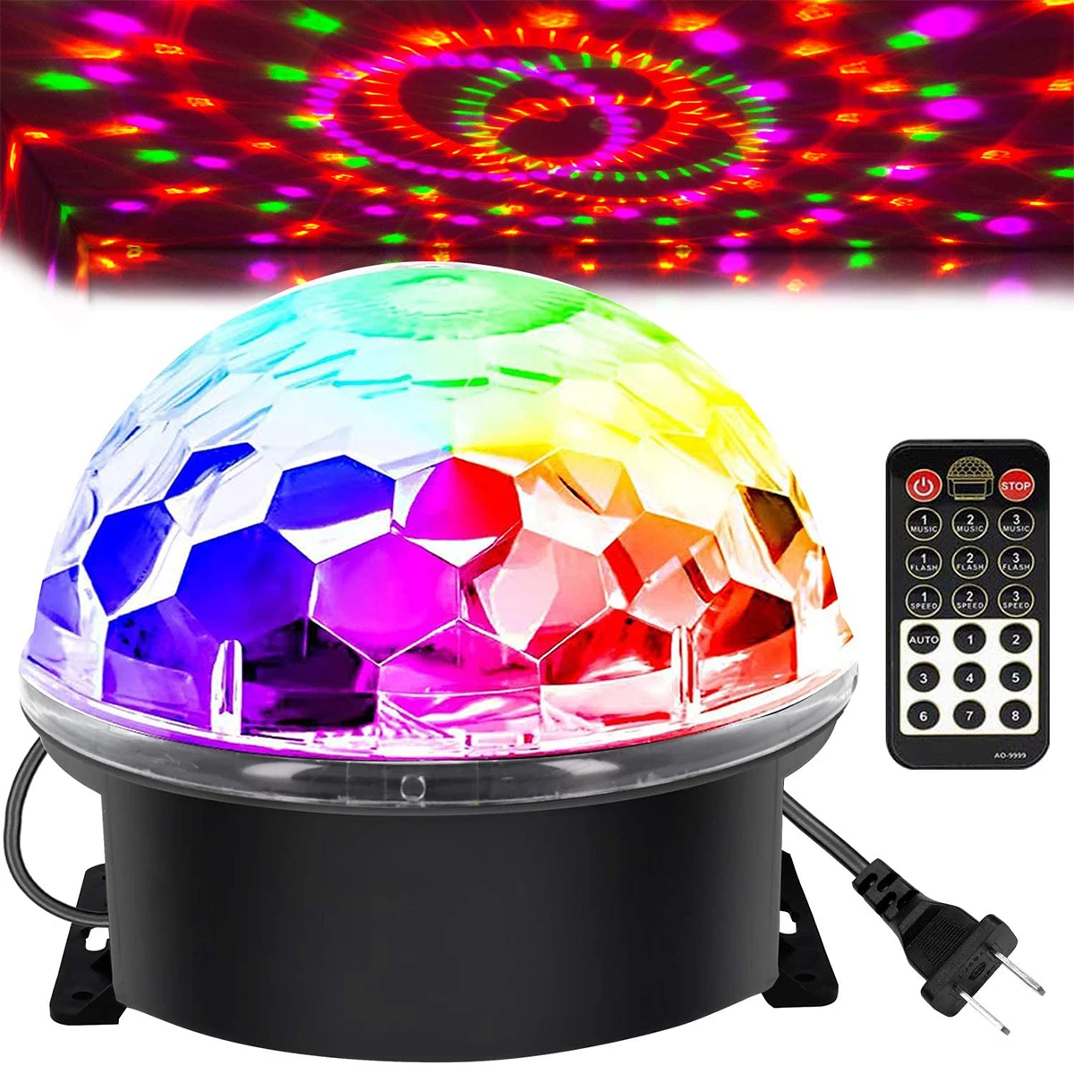 Disco Ball DJ Lights Big Size Strobe Stage Party Lamp with Remote Control 6 Colo - £180.63 GBP