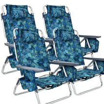 4-Pack 5-Position Outdoor Folding Backpack Beach Reclining Chair with Pi... - £255.07 GBP