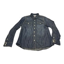 Mossimo Shirt Women&#39;s Medium Denim Pockets Long Sleeve Classic Fit Button-Up - £17.42 GBP