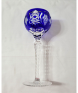 AJKA Crystal Marsala 6 oz Wine Hock Glass Cobalt Blue 8-1/4&quot; Cut to Clear - $94.29 CAD