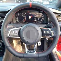 Diy Steering Wheel Cover Black Leather For Volkswagen vw Golf mk7 Gti R Polo vw - £39.42 GBP+