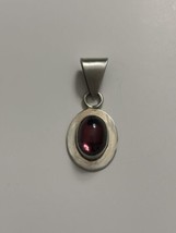 Vintage Taxco Mexico Sterling Silver Purple Pendant Oval - £36.96 GBP
