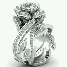 3.5Ct Lotus Verlobung Hochzeit Sterlingsilber Ring Braut Set Künstlicher... - £101.44 GBP