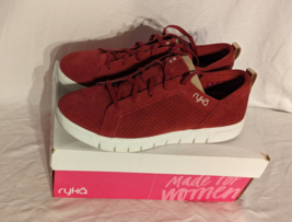 Ryka Suede Lace-Up Sneakers Womens Size 9M Perforated Haiku Deep Claret - £19.32 GBP