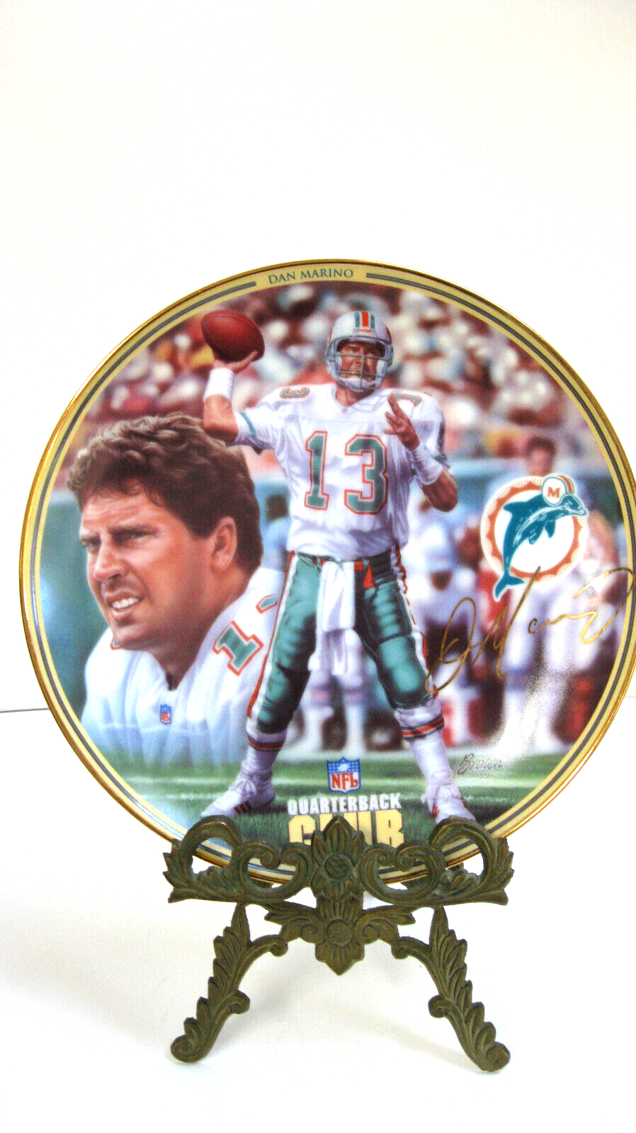 Primary image for 1996 Dan Marino Miami Dolphins NFL Quarterback Club Bradford  Plate with COA