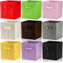 9 Pack Cube Storage Bins, 11 Inch Collapsible Fabric Storage Baskets, Multi Colo - £35.00 GBP