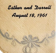 1961 Esther And Darrell Wedding Napkin Antique Marriage Party Ephemera E83E - $458.27 MXN