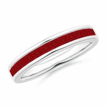 ANGARA Channel Set Square Ruby Half Eternity Band in 14K Solid Gold - £606.67 GBP