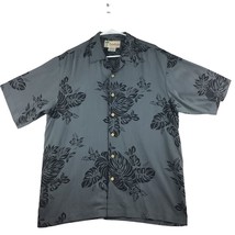 Vintage Kulakula Hawaiian Shirt Men’s L Gray 100% Silk Tropical Beach Vacation - £15.01 GBP