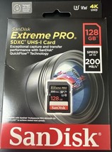 San Disk Extreme Pro 128GB UHS-I U3 Sdxc 200MB/s 4K Memory Card - £15.27 GBP