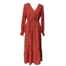 Pretty Garden Sz L Dress Floral Ruffle Long Flowing Blouse Bodice Belt - $444.16 MXN