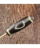 Ancienne amulette vintage en agate tibétaine indo himalayenne 2 yeux pie... - $91.89
