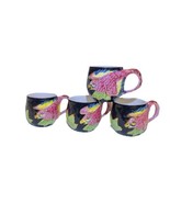 Lot of 4 Embossed Tropical Ceramic Flying Bird Colorful Coffee Mugs Cups - £14.58 GBP