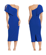 Dress the Population Tiffany One Shoulder Midi Dress, Electric Blue, Sma... - $194.87 CAD