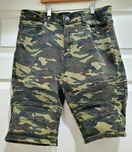 Carbon Shorts Men&#39;s 32 Camo Cargo Cotton Spandex Denim Green Camouflage  - $26.55