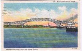 Ontario Michigan Postcard Ottawa Bluewater Bridge Port Huron To Sarnia 1947 - $2.96