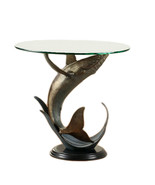 Humpback Whale Metal and Glass End Table - £538.11 GBP