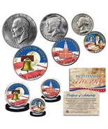 1976 Bicentennial 3-Coin Colorized Patriotic Collection - JFK / IKE / QU... - $21.46