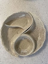 Vintage Yin-Yang Pottery Feather Wing Interlocking Chip Dip Crudités Bowls - £26.99 GBP