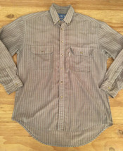 Levi&#39;s Mens Medium Striped Button Up Shirt Vintage Big E Distressed Ligh... - £37.59 GBP