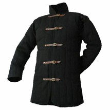 Black L Size Gambeson Type IV Medieval Padded Armour Coat SCA LARP Arming Jacket - £64.91 GBP
