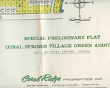 Coral Springs Village Green Addition Florida Special Preliminary Plat 1960s - £68.36 GBP