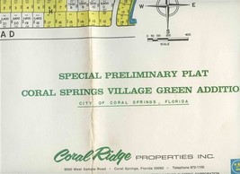 Coral Springs Village Green Addition Florida Special Preliminary Plat 1960s - £68.62 GBP