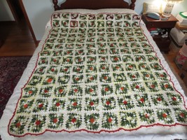 Large Handmade Granny Square Acrylic Bed Throw Afghan - 52&quot; X 70&quot; - £23.59 GBP