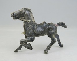 Gray &amp; Cream Marbled Horse Figure Vintage Mid-Century Unmarked Hard Plas... - £15.56 GBP