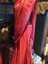 Vintage Handmade One Piece Ready Made Sari Burgundy Gold Evening Gown Dress - £159.07 GBP