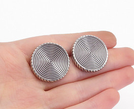 925 Sterling Silver - Vintage Spiral Twist Round Button Drop Earrings - EG2214 - £33.38 GBP