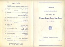 Arlington Heights High School Graduating Exercises Program 1960 Ft Worth... - $24.72