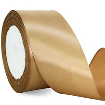 2 In X 25 Yds Wide Gold Satin Ribbon Solid Fabric Ribbons Roll For Craft... - $19.99