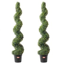 2 Pack 5&#39; Artificial Boxwood Topiary Tree Faux Plant UV Decor In/Outdoor - $179.08