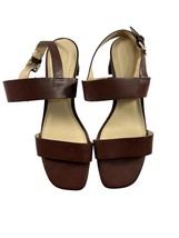 Liz Claiborne Willis Womens Sandals Size 8.5 M Brown Block Heels Buckle - £11.80 GBP