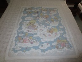 Unused Precious Moments Clouds Cotton Quilted Fabric Crib Cover - 37&quot; X 46&quot; - £19.98 GBP