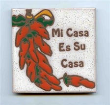 Mi Casa Es Su Casa 4&quot; Tile with Fold Out Stand Red Peppers - £7.39 GBP