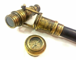 Victorian Look Complete Walking stick Nautical Compass Telescope Stick C... - $44.99