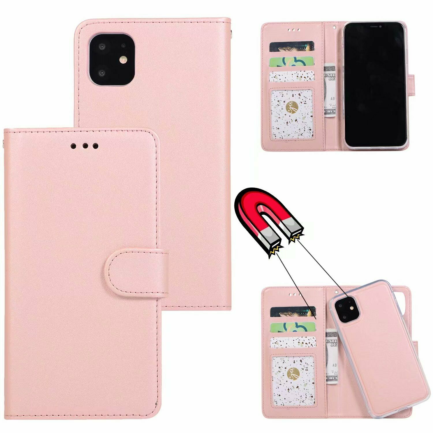 For iPhone 12 11 Pro XS 8 max Leather Wallet Magnetic flip back cover case